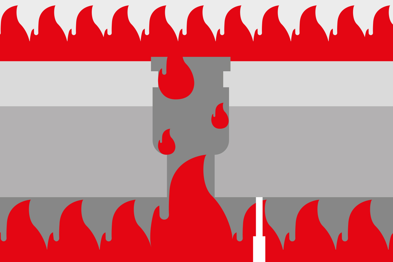 Schema illustrativo della propagazione dell'incendio attraverso lo scarico