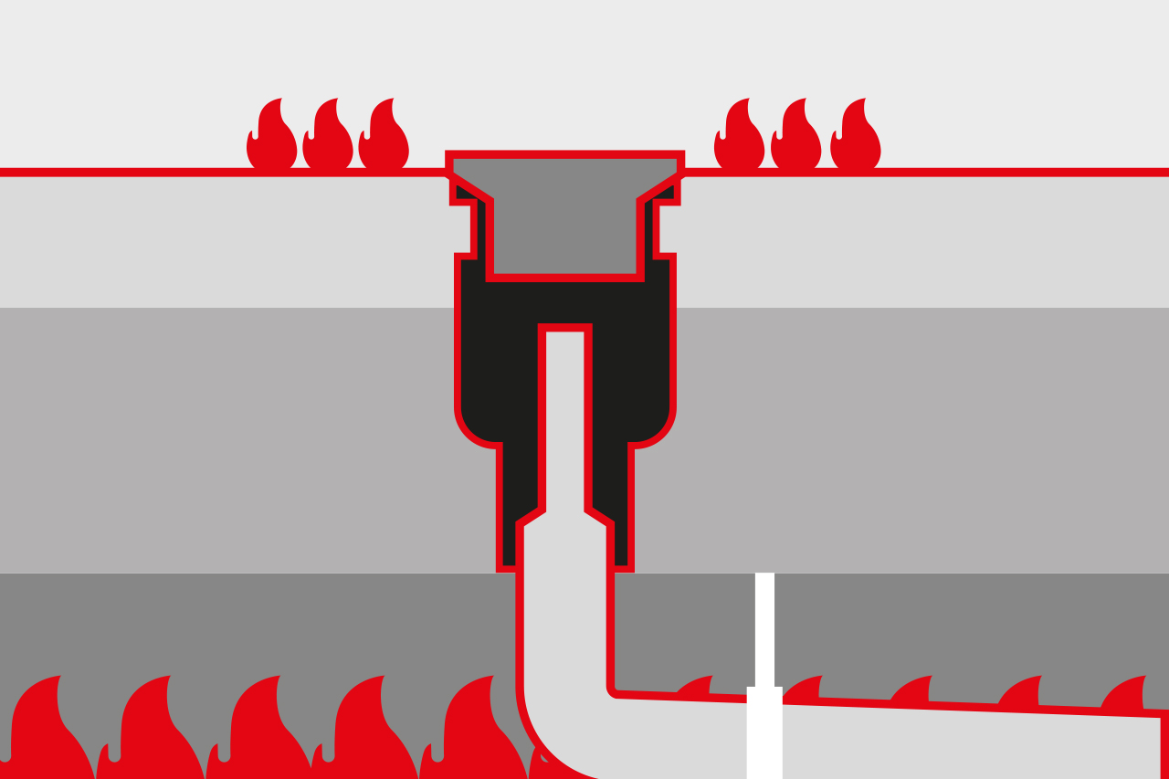Schema illustrativo del trasferimento di calore attraverso gli elementi di drenaggio non combustibili