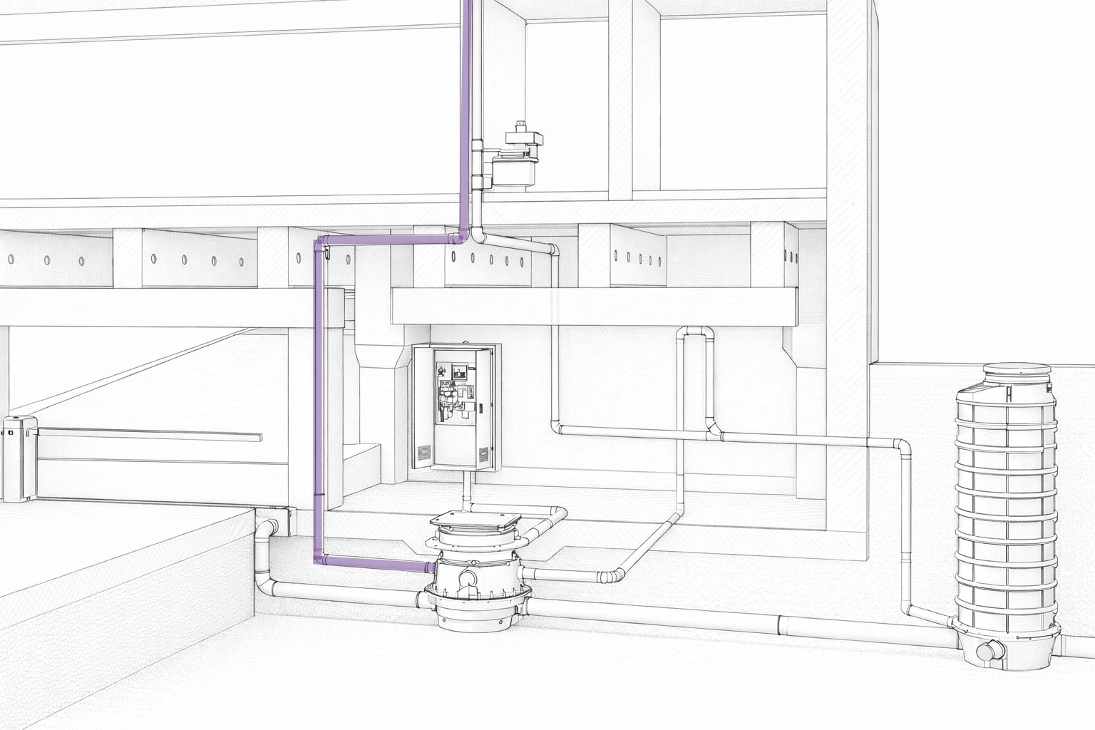 Schema di installazione in cantina con ventilazione Schema di installazione in cantina con ventilazione