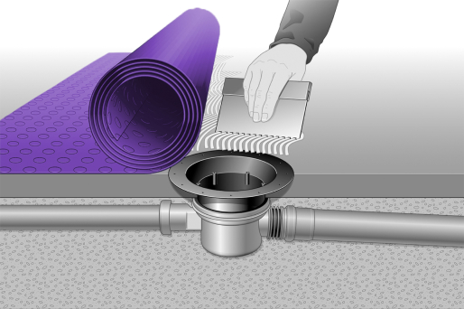 Fase 1: incollare il rivestimento del pavimento Fase 1: incollare il rivestimento del pavimento