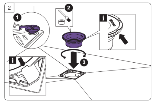 Schizzo illustrativo: installazione del sifone nello scarico a pavimento Schizzo illustrativo: installazione del sifone nello scarico a pavimento