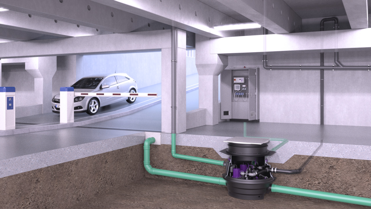 Esempio di installazione di Ecolift XL nella soletta impermeabile