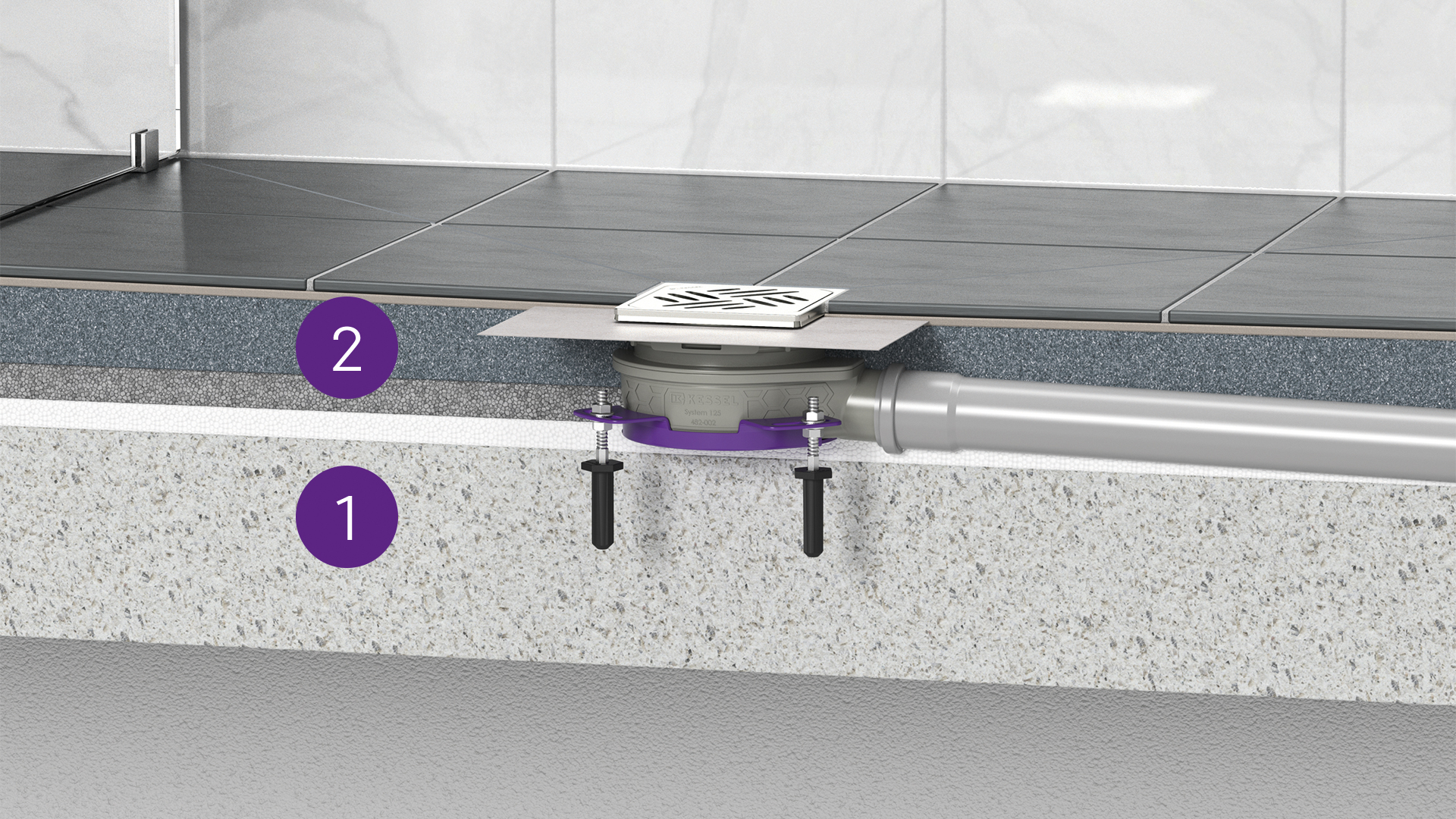 Esempio di installazione di uno scarico per bagni: “L'Ultrapiatto” in una doccia Esempio di installazione di uno scarico per bagni: “L'Ultrapiatto” in una doccia