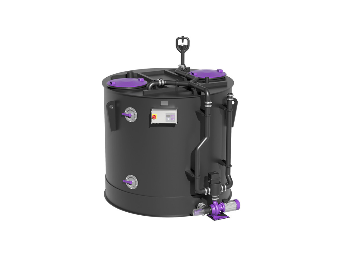 Serbatoio per rifiuti umidi indipendente con struttura tonda EasyStore free, da 2.000 a 5.000 litri