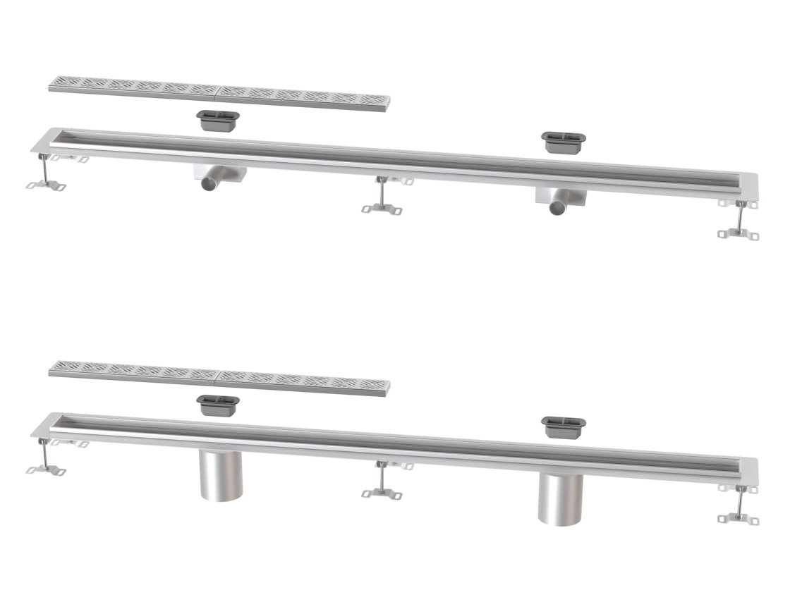 Canale di scarico di design Ferrofix con due scarichi verticali o orizzontali