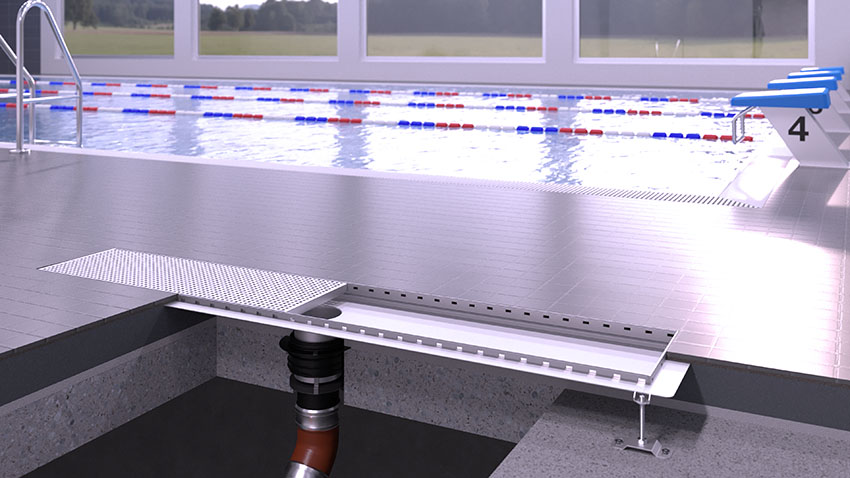 Canaletta di acciaio inox nelle piscine Canaletta di acciaio inox nelle piscine