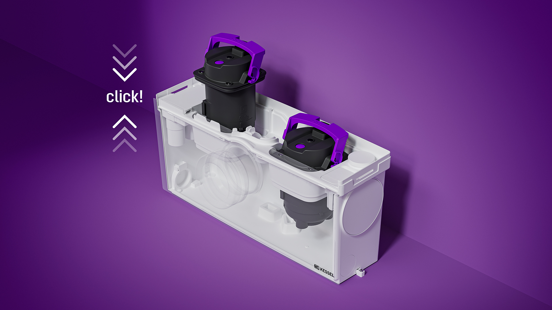 Una pompa viene inserita in un impianto di sollevamento e serrata con un semplice clic, senza bisogno di attrezzi.