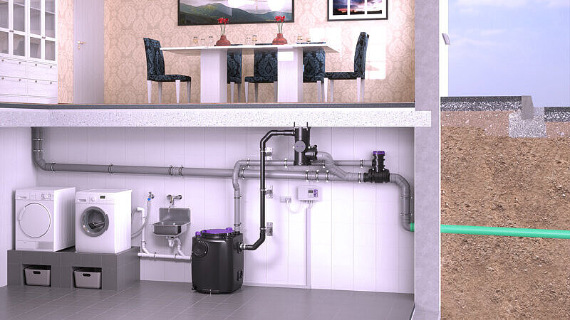 Esempio di installazione del bypass di ventilazione CleverVent in una casa unifamiliare. Esempio di installazione del bypass di ventilazione CleverVent in una casa unifamiliare.