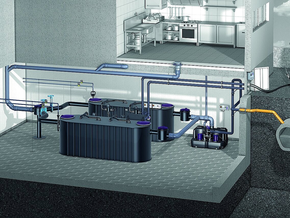 Schema di installazione di EasyClean free Auto Mix & Pump, NS 15 - 50