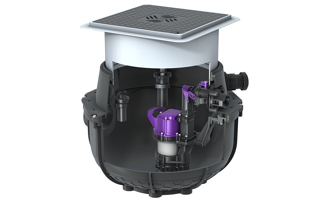 Impianto di sollevamento Aqualift S Compact Mono Tronic, per l’installazione interrata, nero