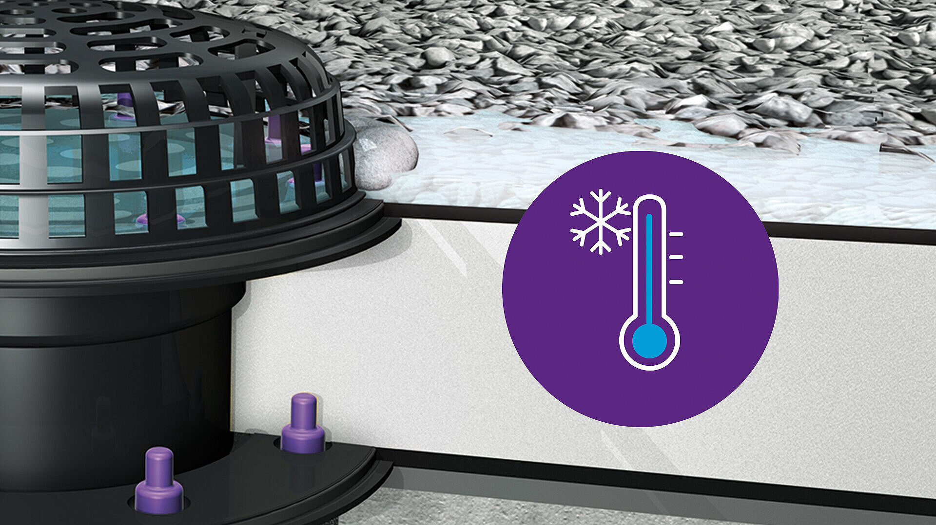 Possibilità di riscaldamento nello scarico per tetti piani Ecoguss Possibilità di riscaldamento nello scarico per tetti piani Ecoguss