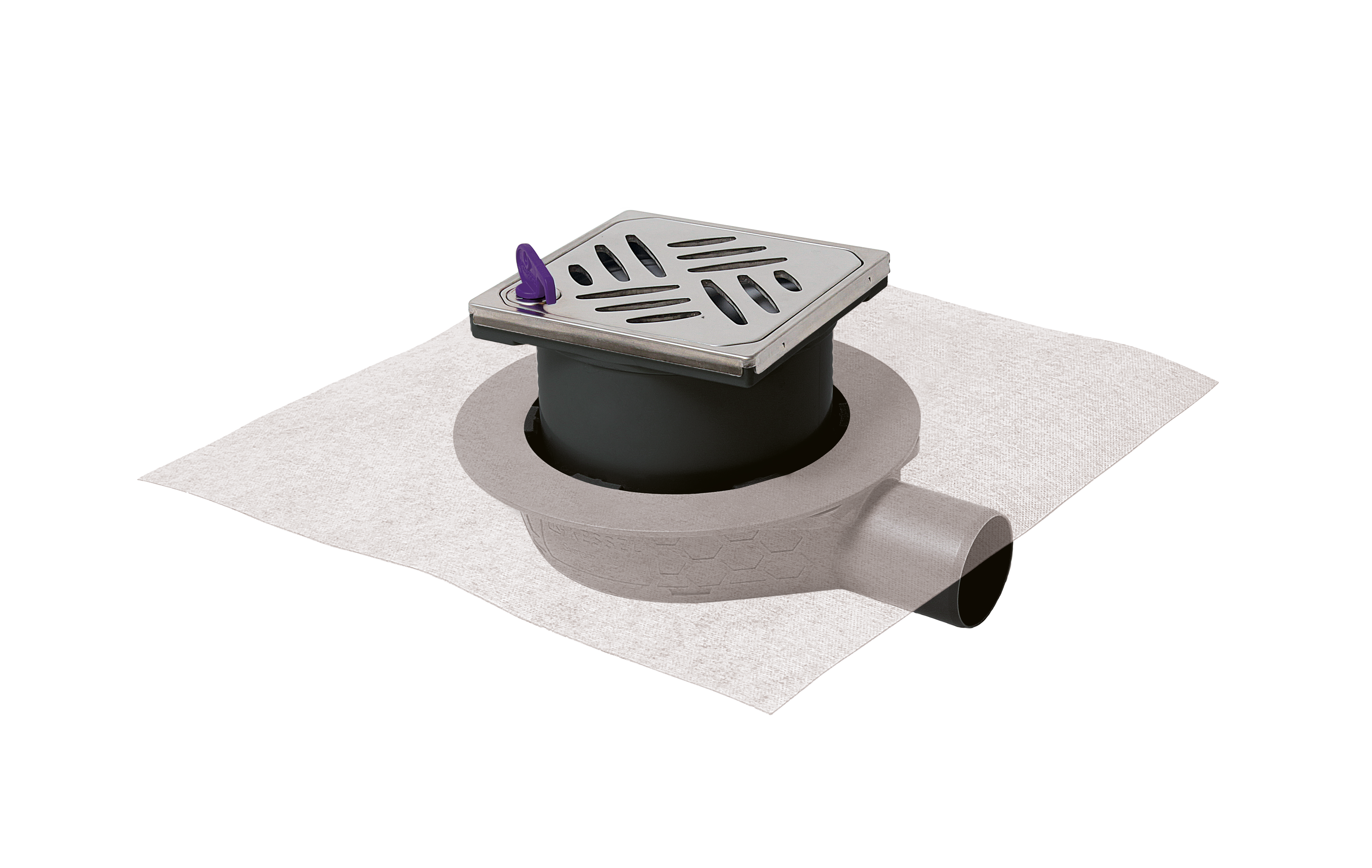 Scarico per bagni “L'Ultrapiatto” 54 con griglia Design Kessel e sistema di bloccaggio Lock & Lift
